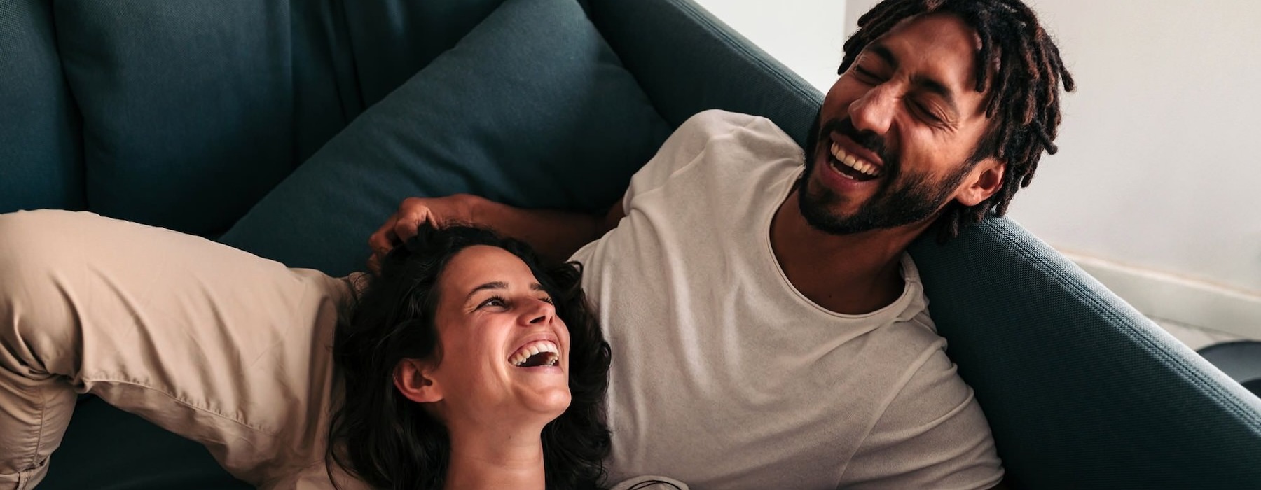 a man and woman laughing